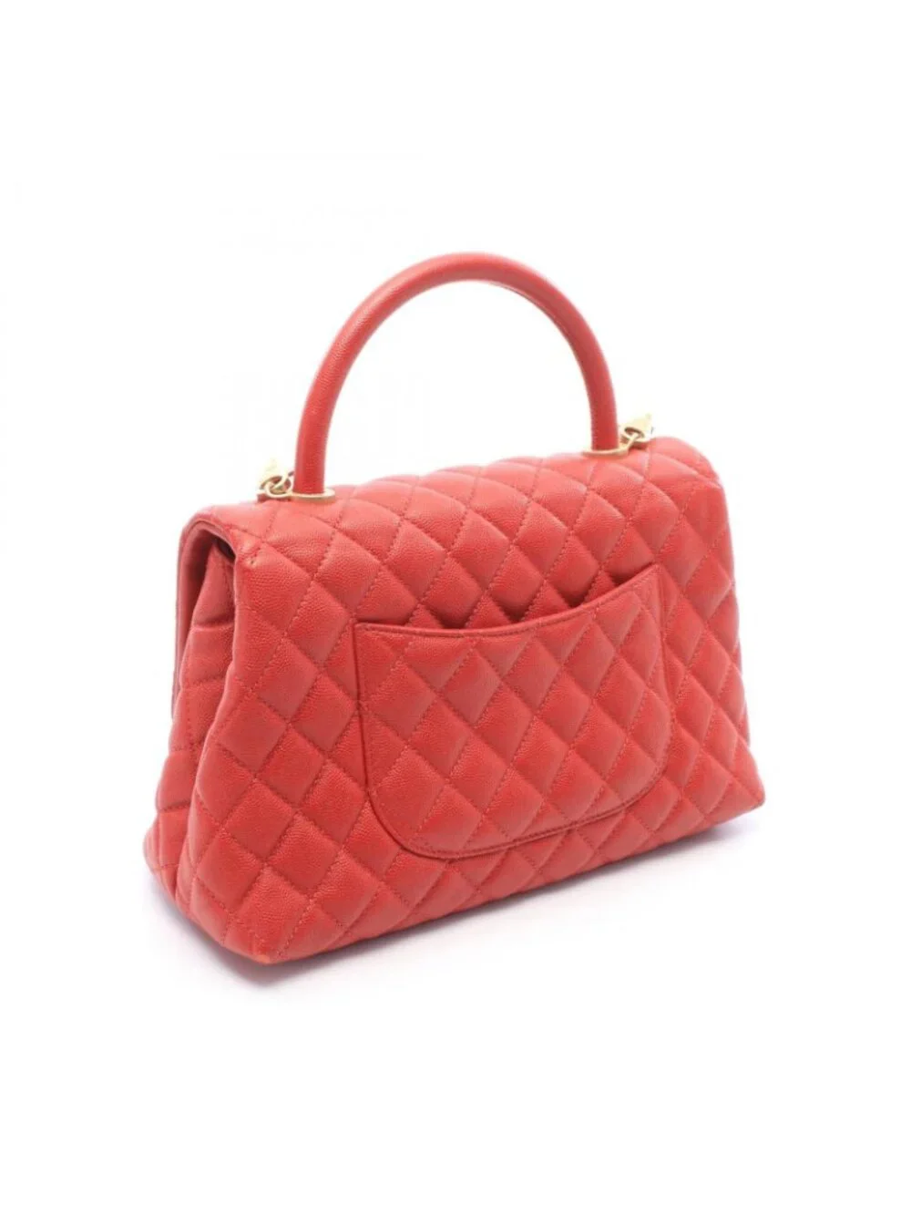 Chanel Handbag Coco Handle 29 Top Flap Bag Quilted Red Caviar Leather 2-Way